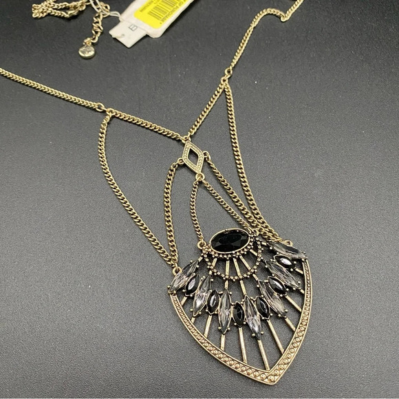 BCBGeneration NWT Tribal Black and Grey Statement Necklace - Picture 1 of 12